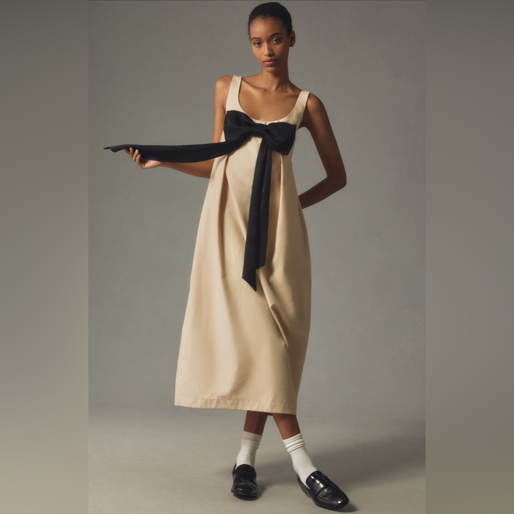 Anthropologie Maeve Square-Neck Tie-Back A-Line Dress, XXS NWT